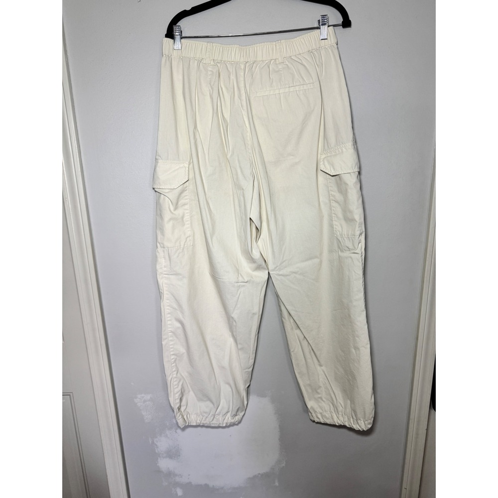 Uniqlo Women Cream Cotton Nylon Cargo Jogger Pants Off White Large 468583 - Picture 3 of 5
